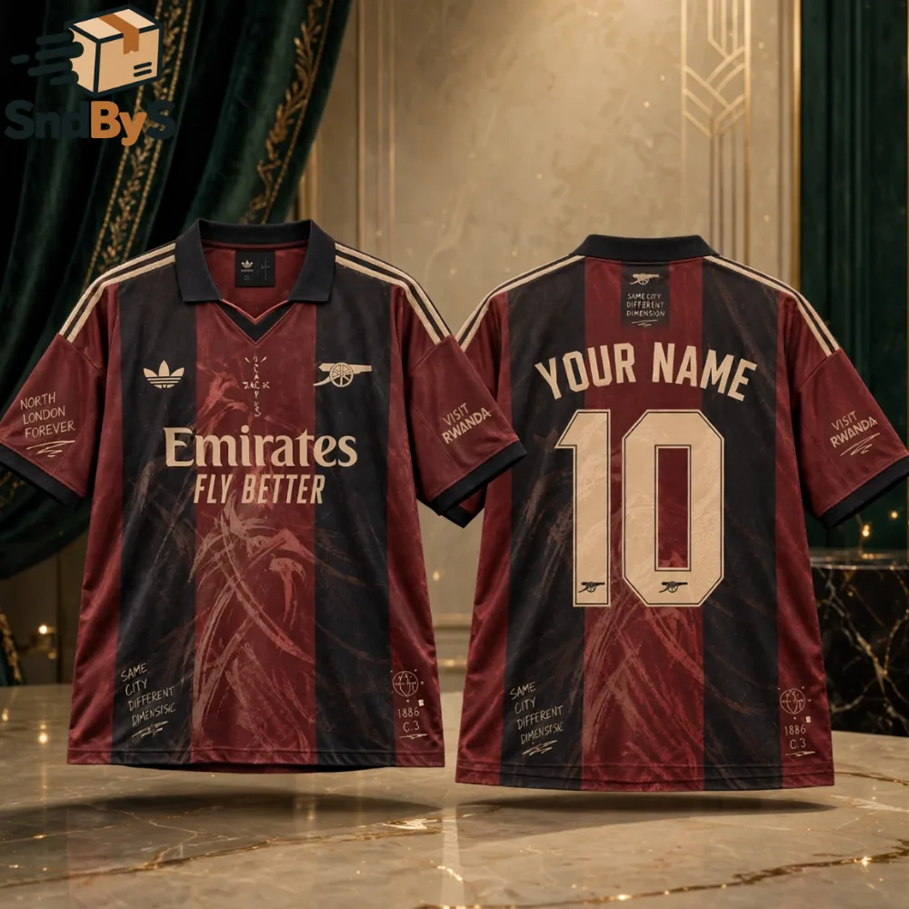 19 Arsenal x Travis Scott Custom V-Neck Polo Jersey 2026 — image 3