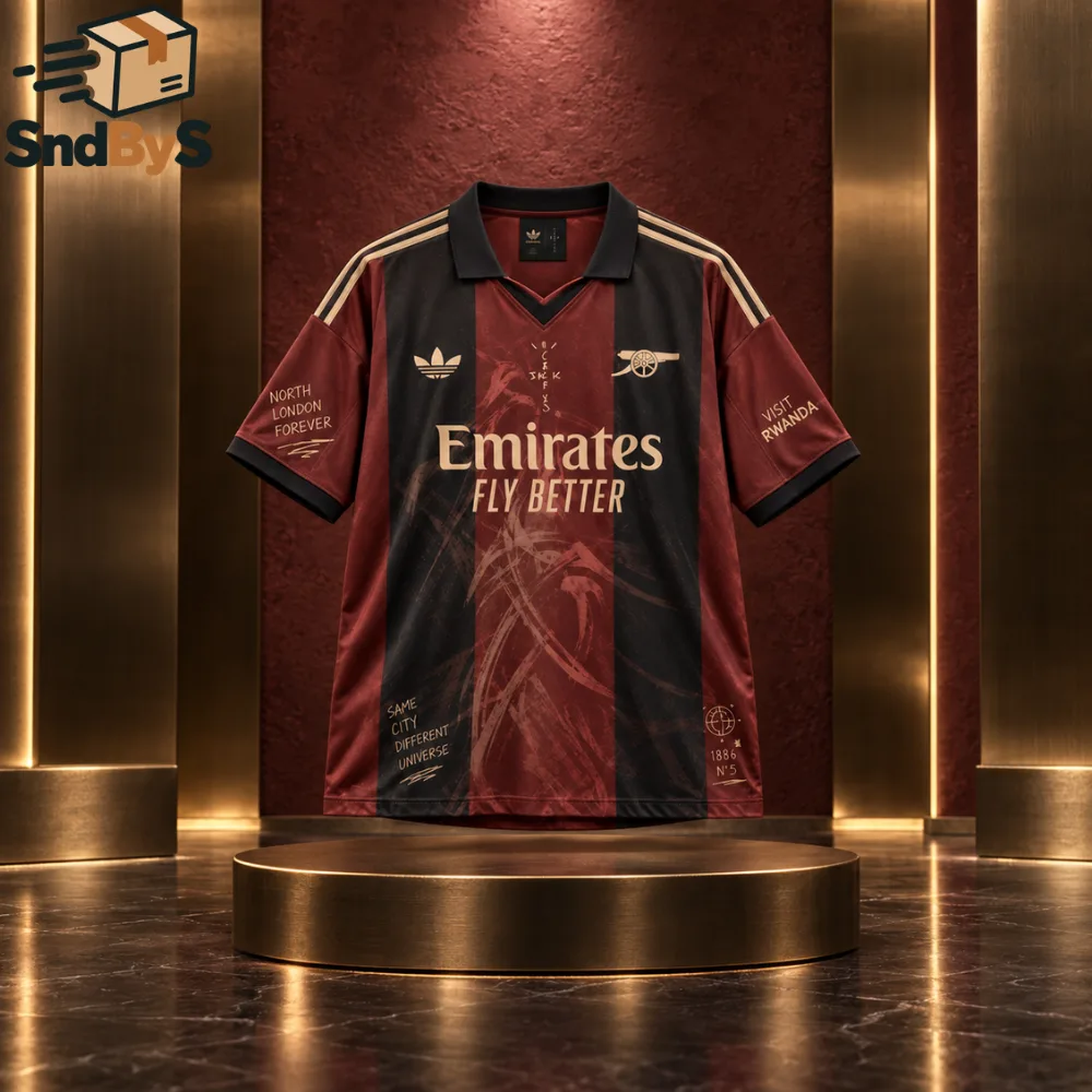 20 Arsenal x Travis Scott Custom V-Neck Polo Jersey 2026 — image 4